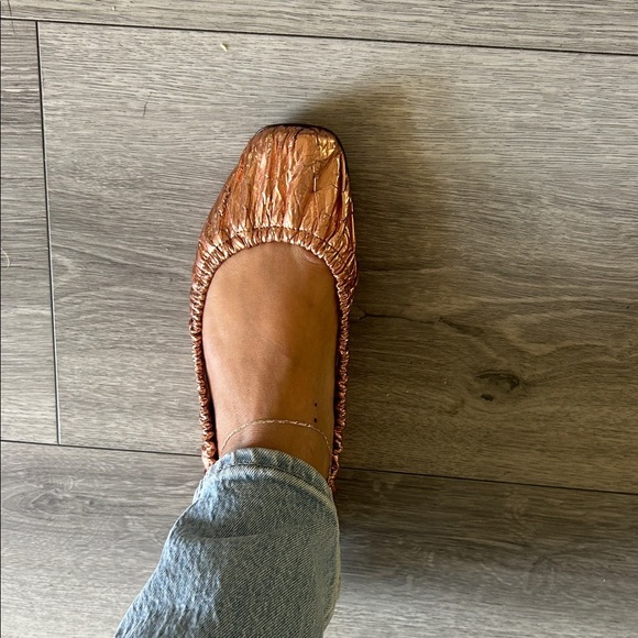 Dolce & Gabbana Metallic Copper Rose Gold Ballerina Flats 37 - Picture 1 of 9